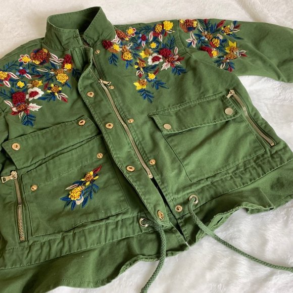 Zara Green Embroidered Jacket - Picture 7 of 16